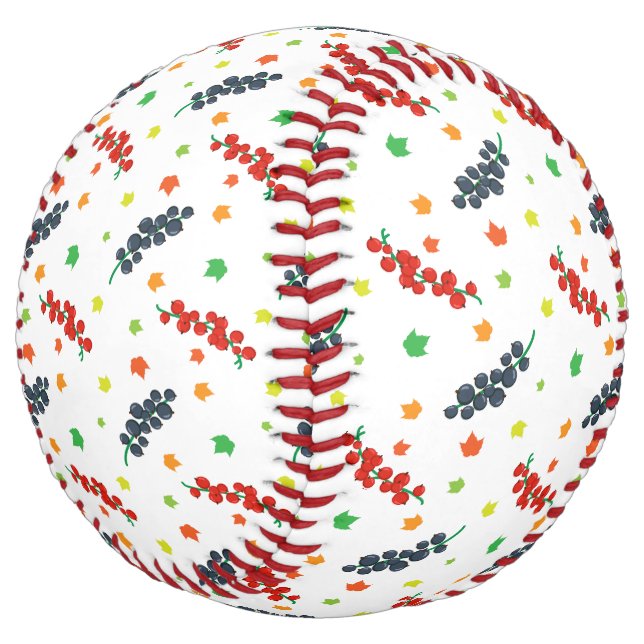 Pattern Of Berries, Redberry, Blueberry, Fruit Softball (Angled)