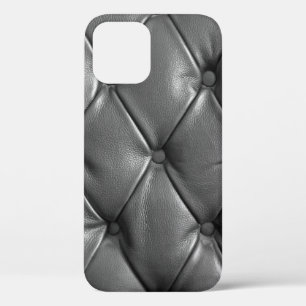 pattern of black genuine leather texture using as  iPhone 12 case