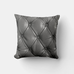 pattern of black genuine leather texture using as cushion