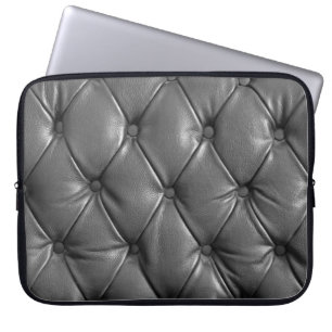 pattern of black genuine leather texture using as  laptop sleeve