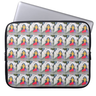 pattern of black-haired red-tailed mermaids sleeve
