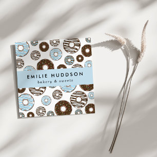 Pattern Of Blue Doughnuts, Cake Shop, Pastry Shop Square Business Card