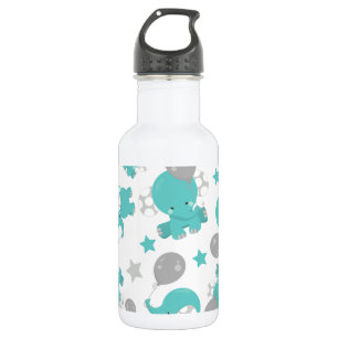 Pattern Of Blue Elephants, Cute Elephants, Stars 532 Ml Water Bottle