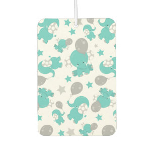 Pattern Of Blue Elephants, Cute Elephants, Stars Car Air Freshener