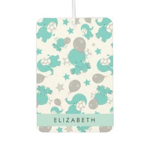 Pattern Of Blue Elephants, Stars, Your Name Car Air Freshener