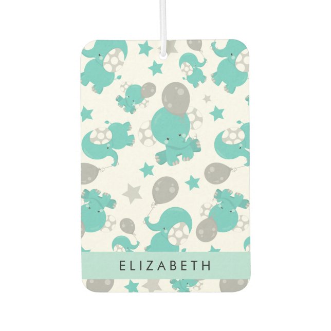 Pattern Of Blue Elephants, Stars, Your Name Car Air Freshener (Front)