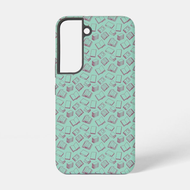Pattern of Books in Dark Red Samsung Galaxy S22 Case (Back)