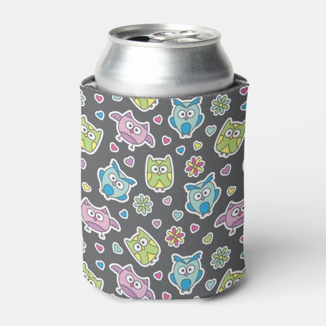 pattern of cartoon owls can cooler (Can Front)