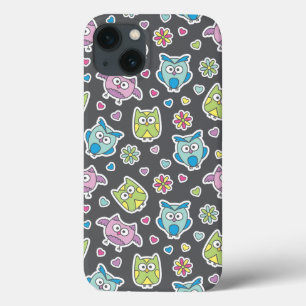 pattern of cartoon owls iPhone 13 case