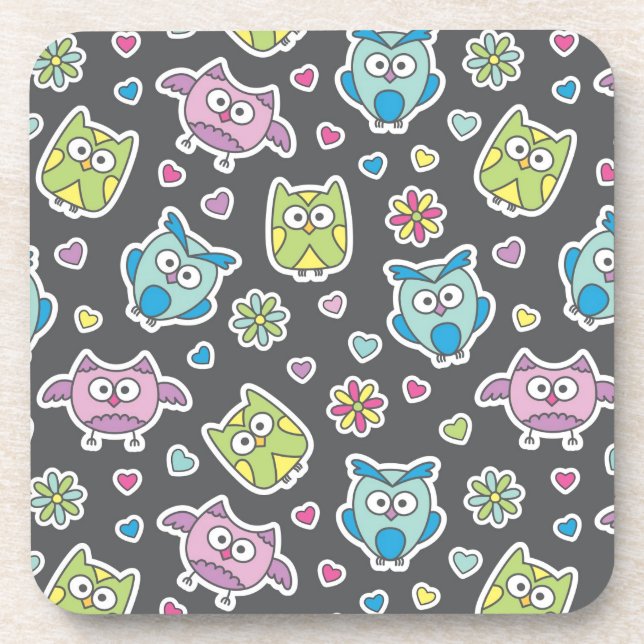 pattern of cartoon owls coaster (Front)