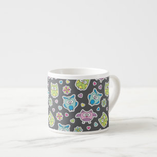 pattern of cartoon owls espresso cup