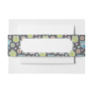pattern of cartoon owls invitation belly band