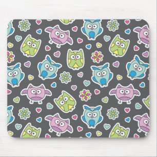pattern of cartoon owls mouse mat