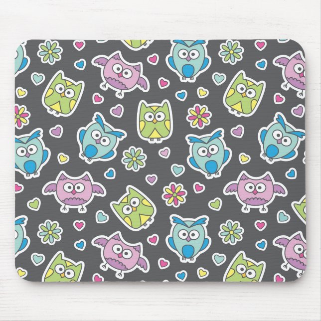 pattern of cartoon owls mouse mat (Front)