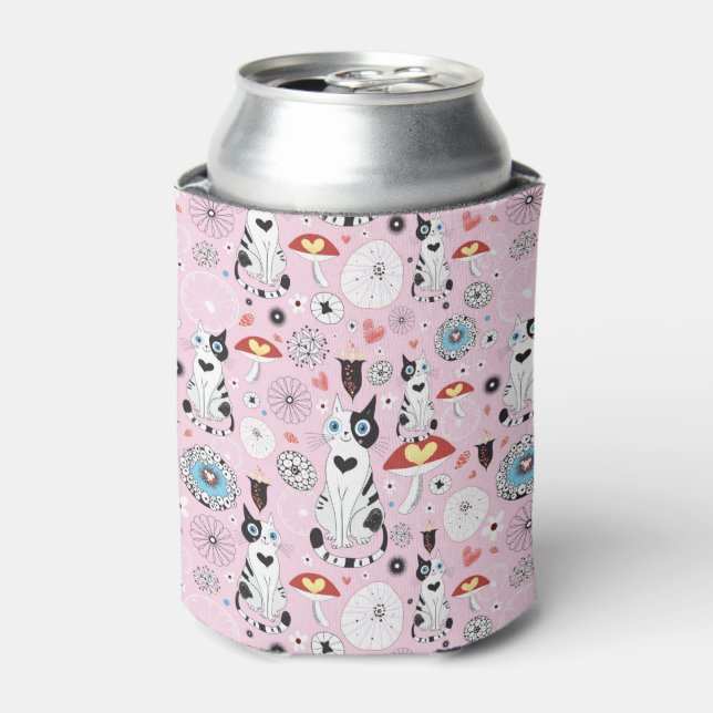 pattern of cats and flowers can cooler (Can Front)
