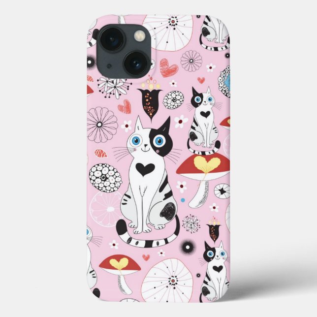 pattern of cats and flowers Case-Mate iPhone case (Back)