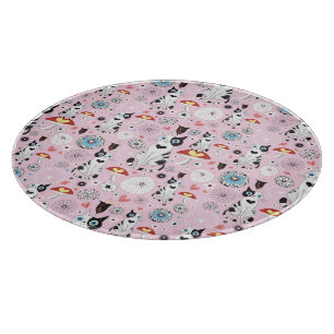 pattern of cats and flowers cutting board