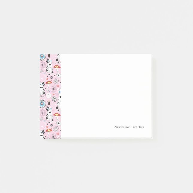 pattern of cats and flowers post-it notes (Front)