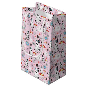 pattern of cats and flowers small gift bag