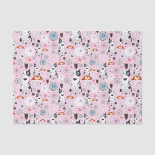 pattern of cats and flowers tissue paper