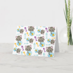 Pattern Of Cats, Cute Cats, Kittens, Fish Card