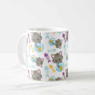 Pattern Of Cats, Cute Cats, Kittens, Fish Coffee Mug