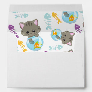 Pattern Of Cats, Cute Cats, Kittens, Fish Envelope
