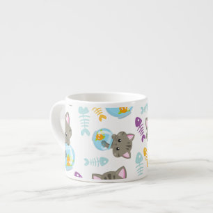 Pattern Of Cats, Cute Cats, Kittens, Fish Espresso Cup