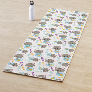 Pattern Of Cats, Cute Cats, Kittens, Fish Yoga Mat