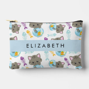 Pattern Of Cats, Cute Cats, Kittens, Your Name Accessory Pouch