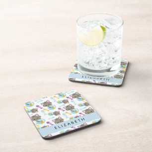 Pattern Of Cats, Cute Cats, Kittens, Your Name Coaster
