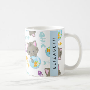 Pattern Of Cats, Cute Cats, Kittens, Your Name Coffee Mug