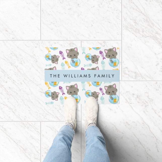 Pattern Of Cats, Cute Cats, Kittens, Your Name Doormat (Indoor)