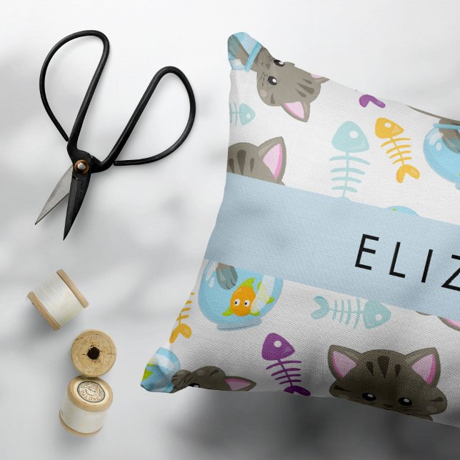Pattern Of Cats, Cute Cats, Kittens, Your Name Pillowcase (Creator Uploaded)
