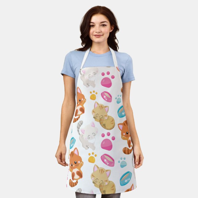 Pattern Of Cats, Cute Cats, Kitty, Kittens, Paws Apron (Worn)