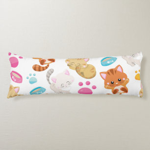 Pattern Of Cats, Cute Cats, Kitty, Kittens, Paws Body Cushion