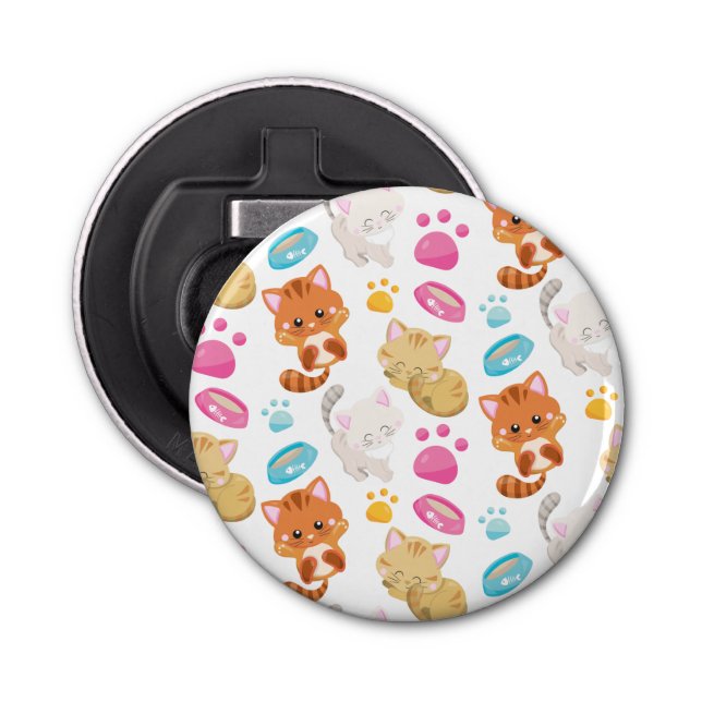 Pattern Of Cats, Cute Cats, Kitty, Kittens, Paws Bottle Opener (Front)