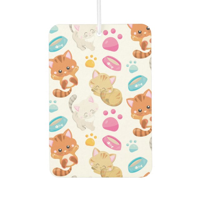 Pattern Of Cats, Cute Cats, Kitty, Kittens, Paws Car Air Freshener (Front)