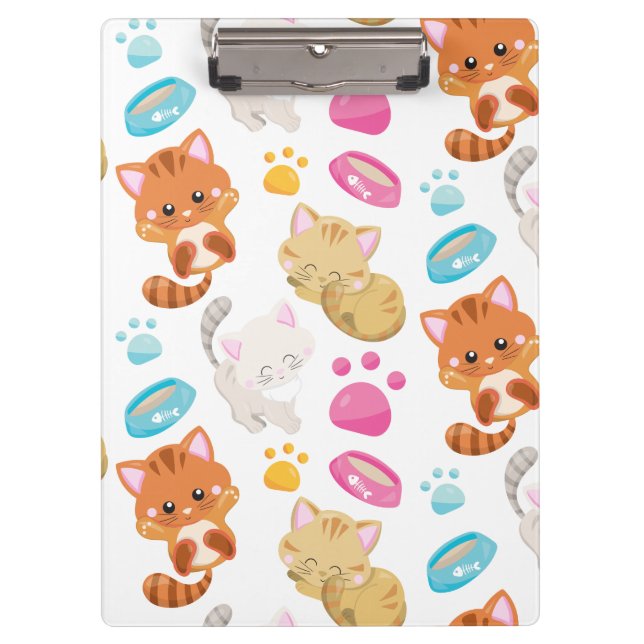Pattern Of Cats, Cute Cats, Kitty, Kittens, Paws Clipboard (Front)