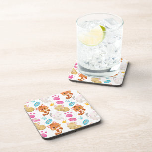Pattern Of Cats, Cute Cats, Kitty, Kittens, Paws Coaster