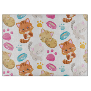 Pattern Of Cats, Cute Cats, Kitty, Kittens, Paws Cutting Board