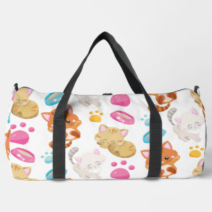 Pattern Of Cats, Cute Cats, Kitty, Kittens, Paws Duffle Bag