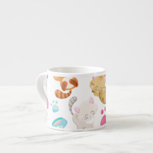 Pattern Of Cats, Cute Cats, Kitty, Kittens, Paws Espresso Cup
