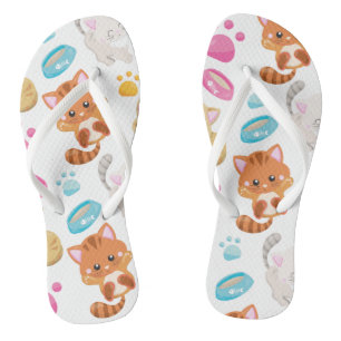 Pattern Of Cats, Cute Cats, Kitty, Kittens, Paws Flip Flops