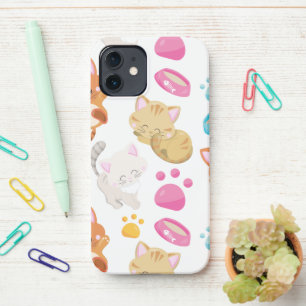 Pattern Of Cats, Cute Cats, Kitty, Kittens, Paws iPhone 12 Case