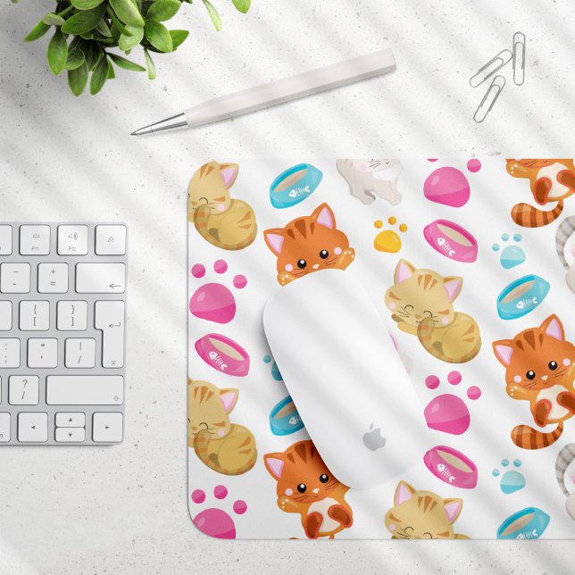 Pattern Of Cats, Cute Cats, Kitty, Kittens, Paws Mouse Mat (Creator Uploaded)