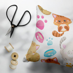 Pattern Of Cats, Cute Cats, Kitty, Kittens, Paws Pillowcase