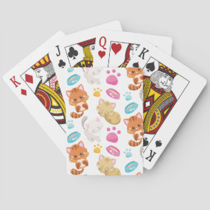Pattern Of Cats, Cute Cats, Kitty, Kittens, Paws Playing Cards