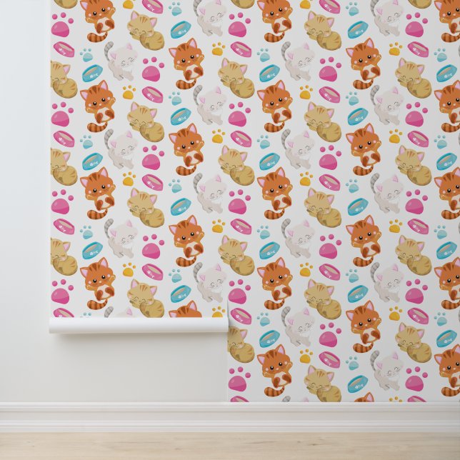 Pattern Of Cats, Cute Cats, Kitty, Kittens, Paws Wallpaper (Application)
