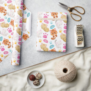 Pattern Of Cats, Cute Cats, Kitty, Kittens, Paws Wrapping Paper